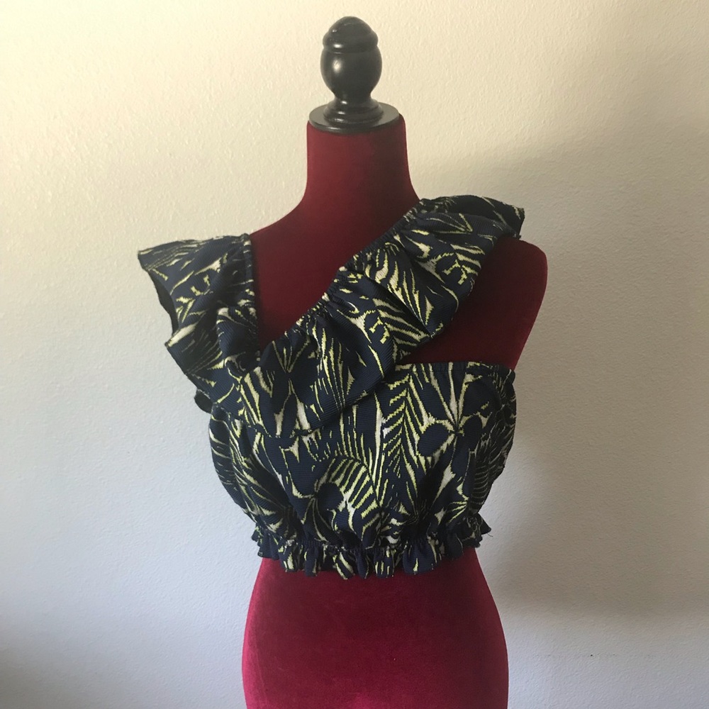 Zara L Crop Top Ruffles Off Shoulder - Picture 2 of 9